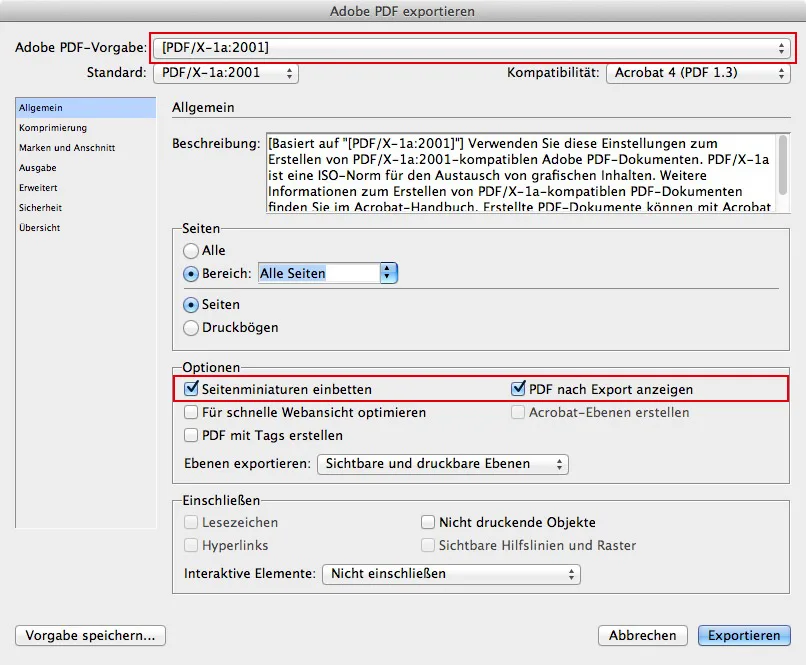InDesign PDF exportieren