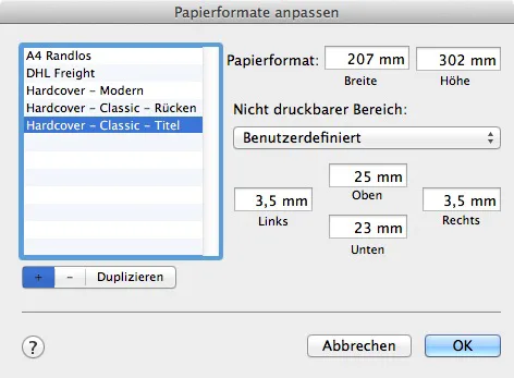 Papierformat anpassen Retro Titel